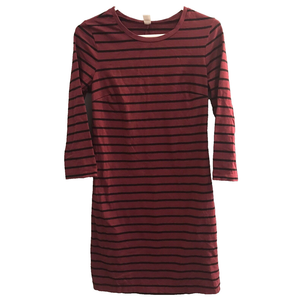 Old Navy T Shirt Womens Size S Small 3/4 Sleeve Burgundy Red Striped Top